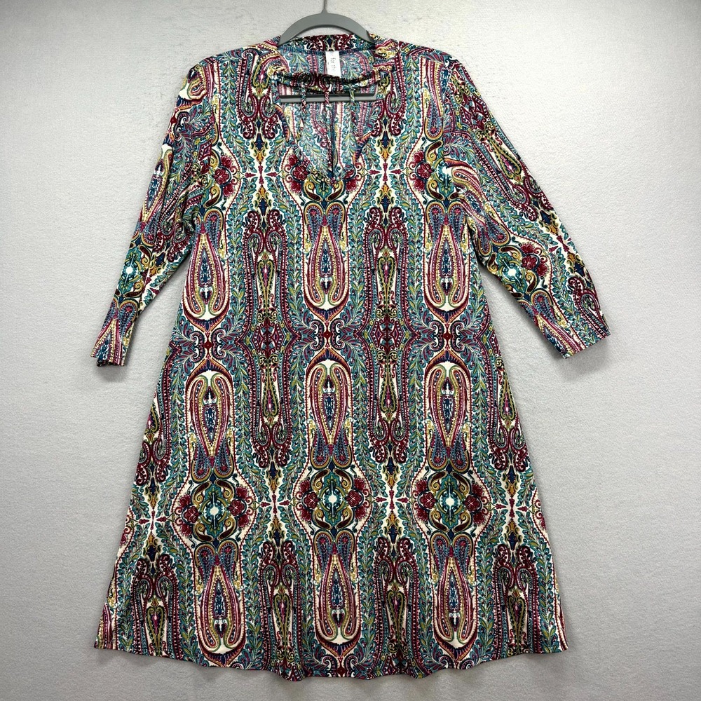 Tee for the Soul Sheath Dress Women's Medium Multi Paisley Boho Hippie‎ Keyhole